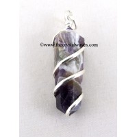 Amethyst Cage Wrapped Pencil Pendant
